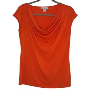NWOT Liz Claiborne Orange Cowl Neck Cap Sleeved Blouse Size Medium